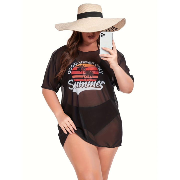 Dame Transparent Strandbluse med sommerligt tryk Skovae