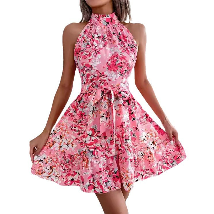 Dame Halsbånd Floral Minikjole Stilla