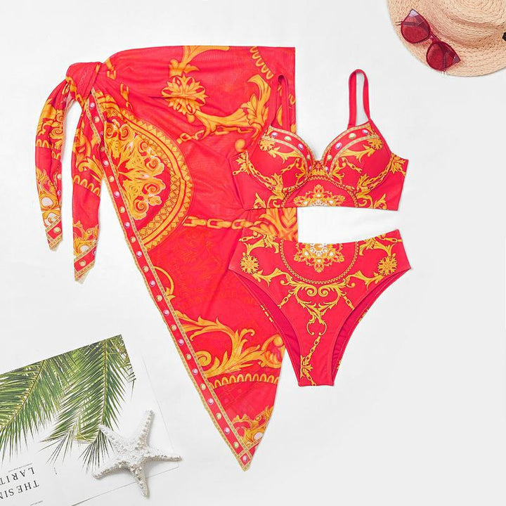 Dame Bikini-top med elegant polstret design og afslappet indpakningsskørt Stilla