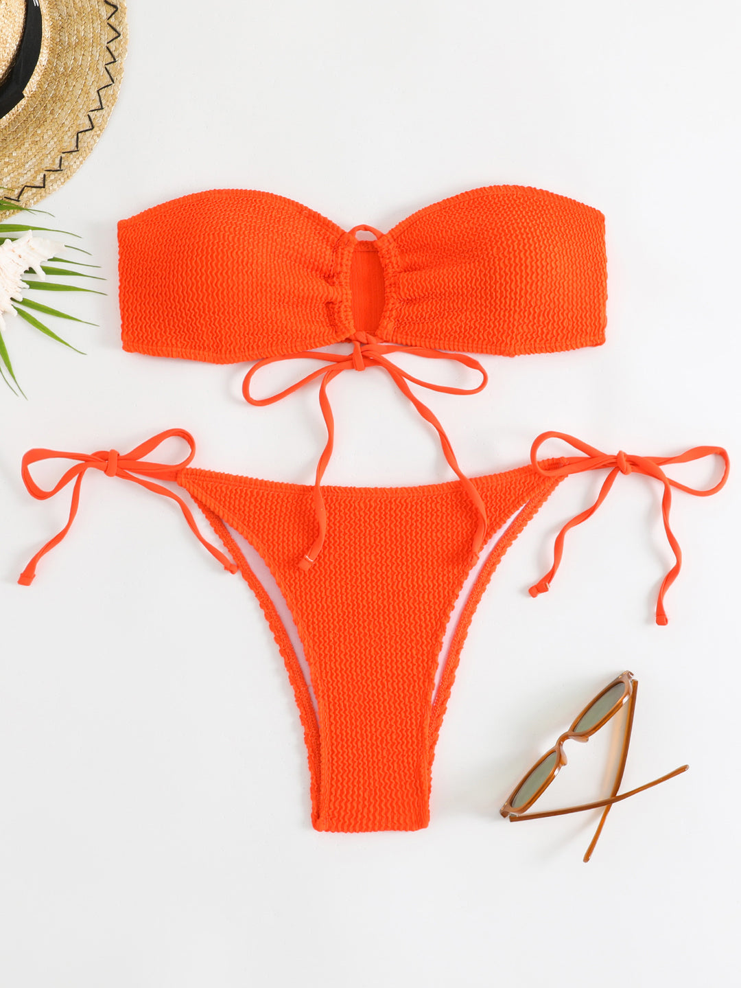 Dame bandeau bikini sæt med velcro og justerbare bindebånd Skovae