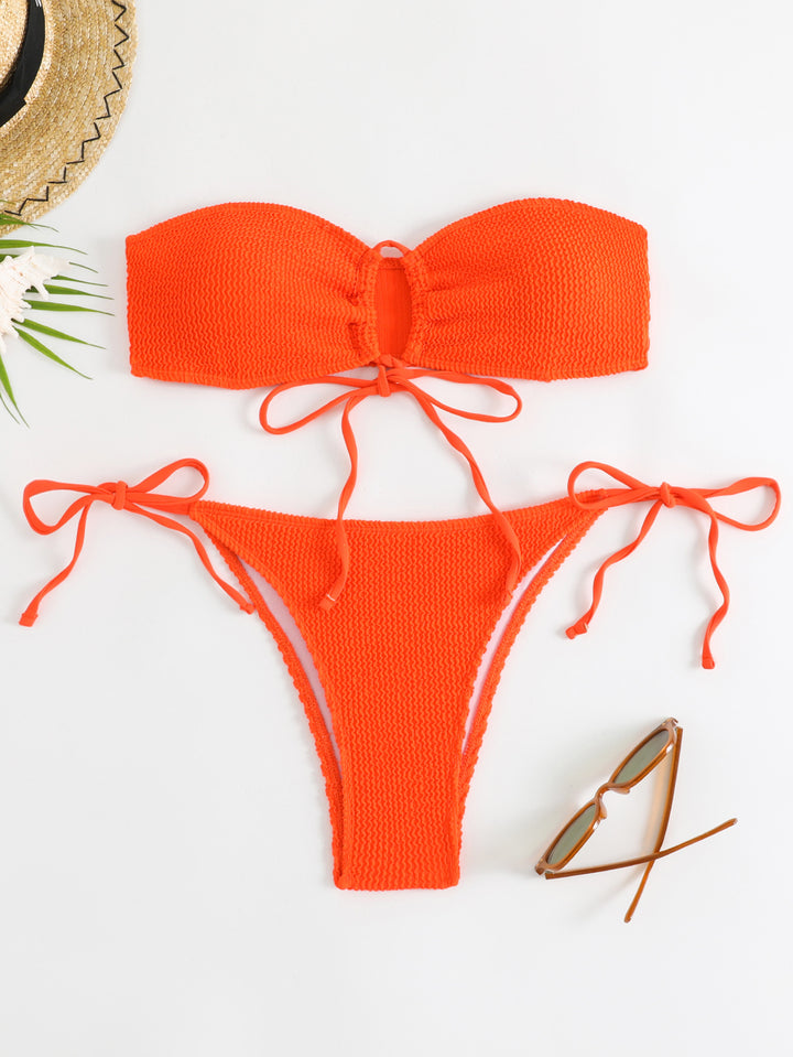 Dame bandeau bikini sæt med velcro og justerbare bindebånd Skovae