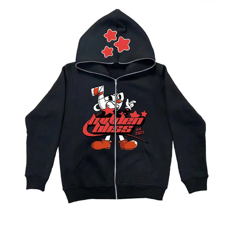 Dame hoodie med spændende grafisk design Skovae