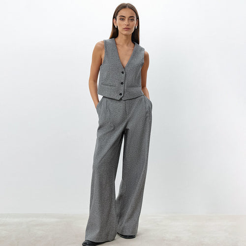 Dame elegant vest og bred bukse ensemble Stilla