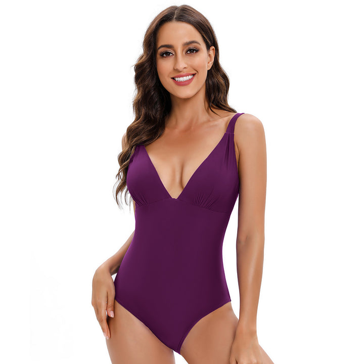 Dame one-piece badedragt med dyb V-udskæring og figursyet design Stilla
