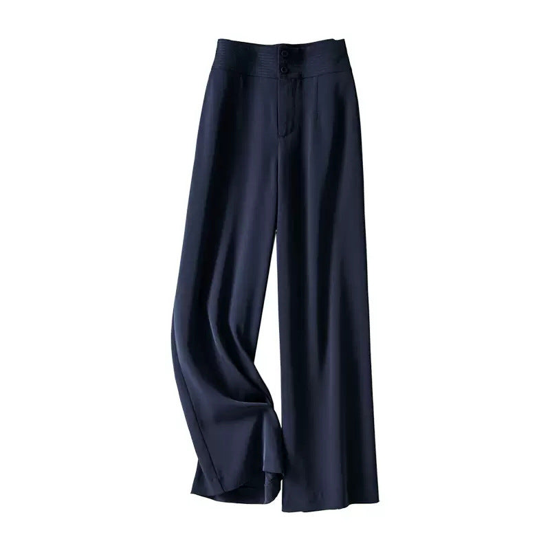 Dame bred High-Waist-bukser i flydende materiale med smart snit Stilla