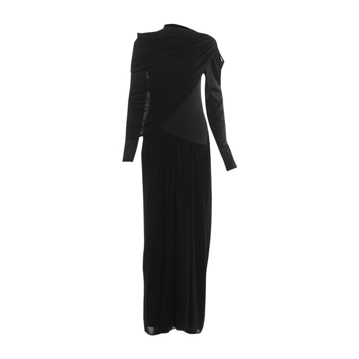 Dame maxikjole med innovativ drapering og elegant stof Skovae