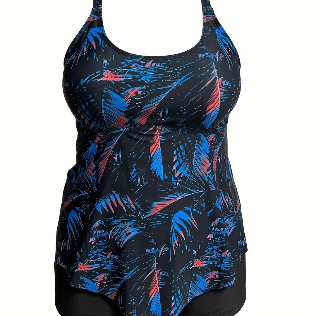 Dame Tankini-top med flydende snit og høj kvalitet blomsterdesign Skovae