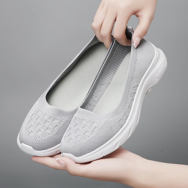 Dame nan Hybrid-Ballerina-Sneaker med sømløst strikket overmateriale, ergonomisk komfortfodbed og skridsikre såler Skovae