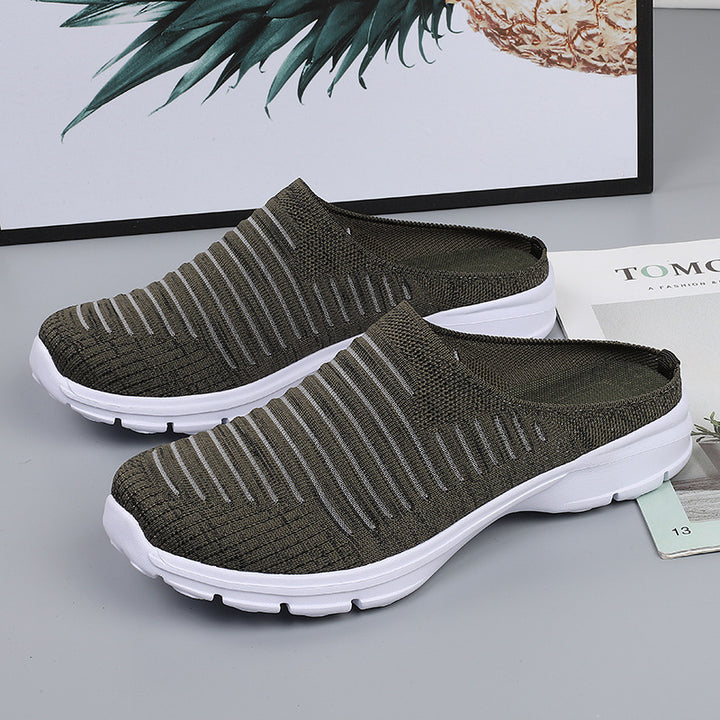 Dame nan strikket slip-on klogs med stødabsorberende EVA-mellemsål og ergonomisk hæl støtte Skovae
