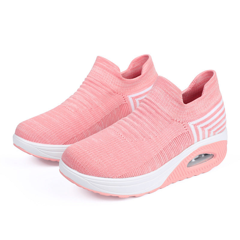 Dame nan strikket slip-on walking sneakers med anatomisk pronationsstøtte, luftpolstret mellemsål og sok-lignende skafte Skovae