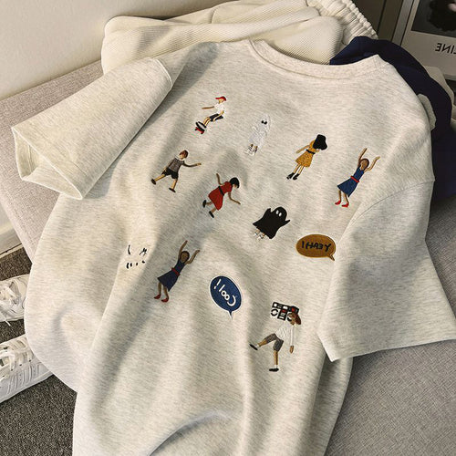 Dame Casual Broderet Grafik T-Shirt Stilla