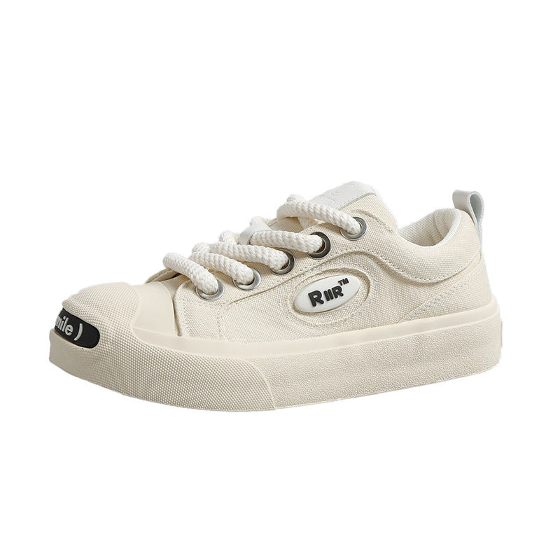 Dame Bekvemme Fritidssneakers i casual Canvas-stil med tykk sål og robuste snørebånd Stilla