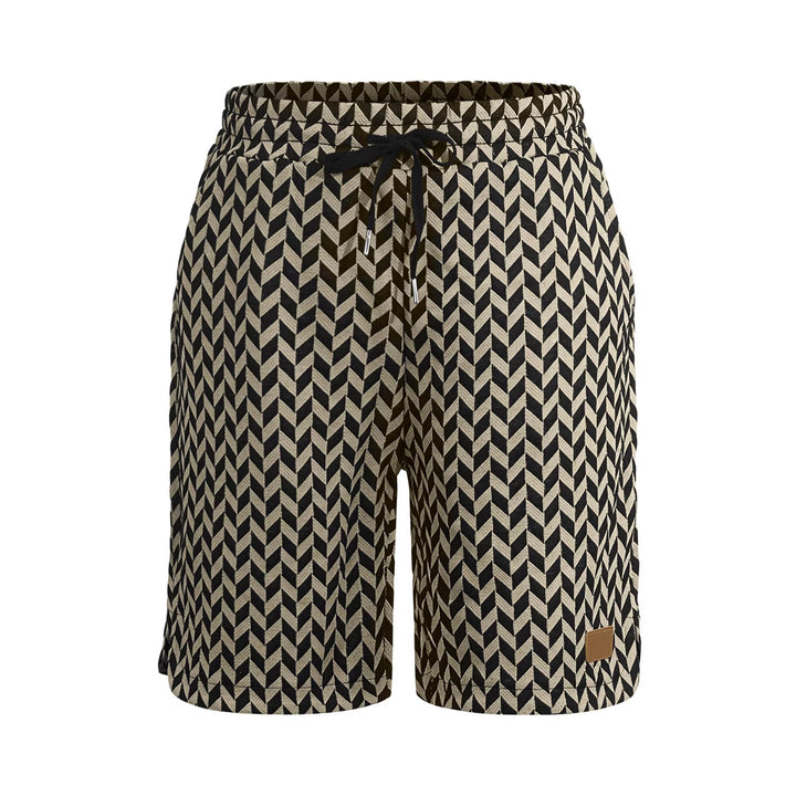 Dame nan Jacquard-Shorts med elastisk komfortliv, snøre og fiskebensmønster Skovae