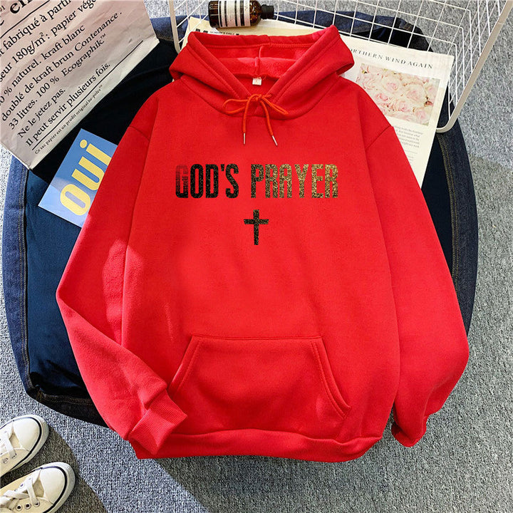 Damehoodie med unik lettering og krydsdesign Skovae