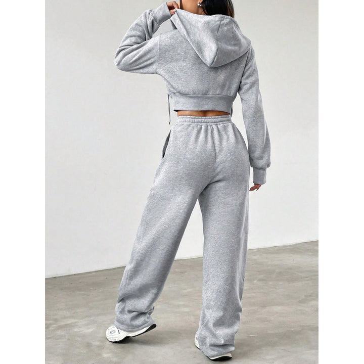 Femme Cozy Crop Hoodie og Løse Lounge-Bukser Sæt Stilla