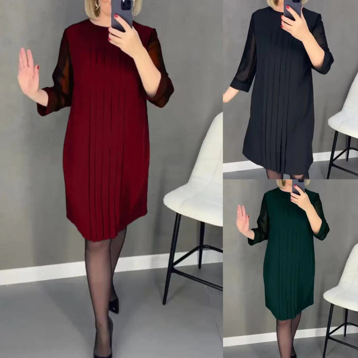 Kvinders maxikjole med elegant drapering og gennemsigtige ærmer Stilla