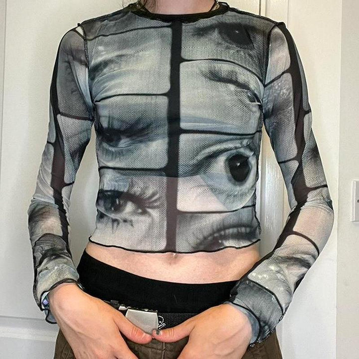 Dame Cropped Cardigan med legende tryk og knapdetaljer Stilla