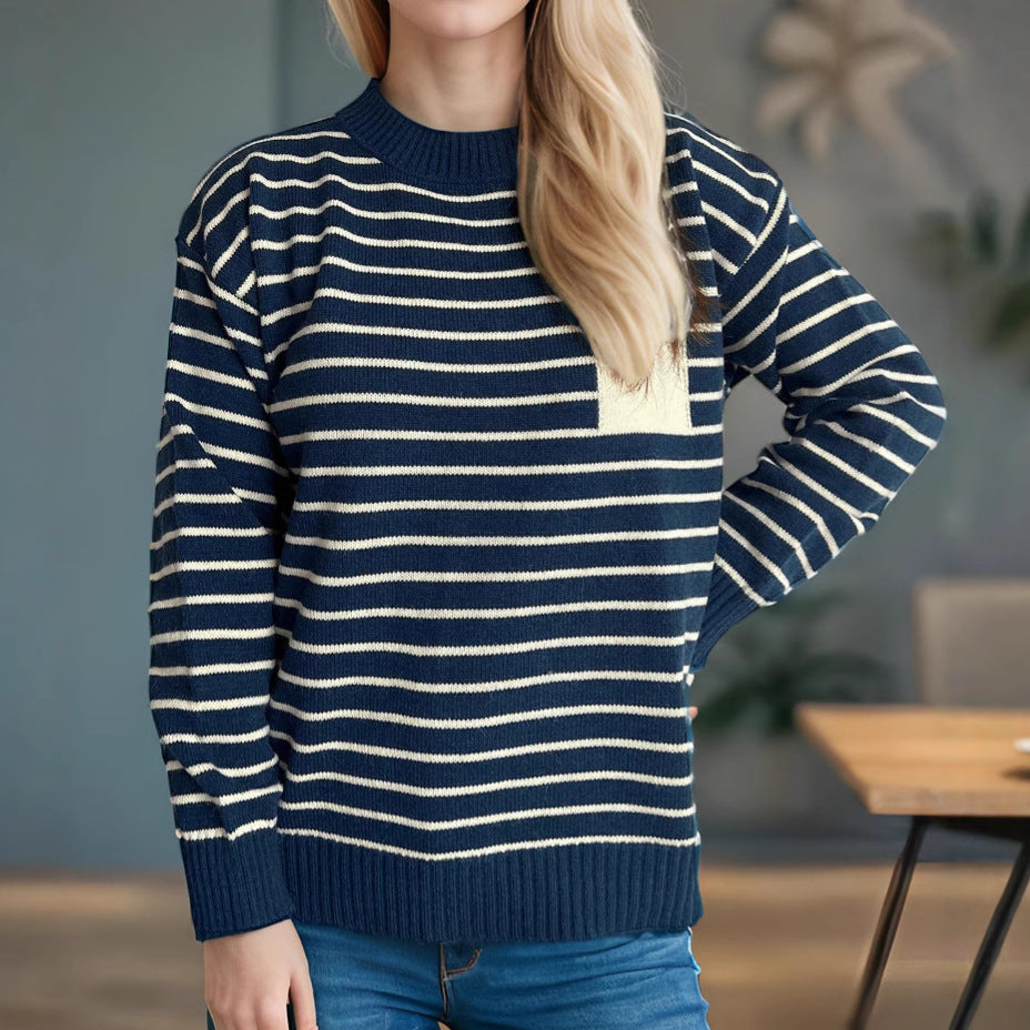 Kvinders stribede sweater med en afslappet pasform og brede ærmer Stilla