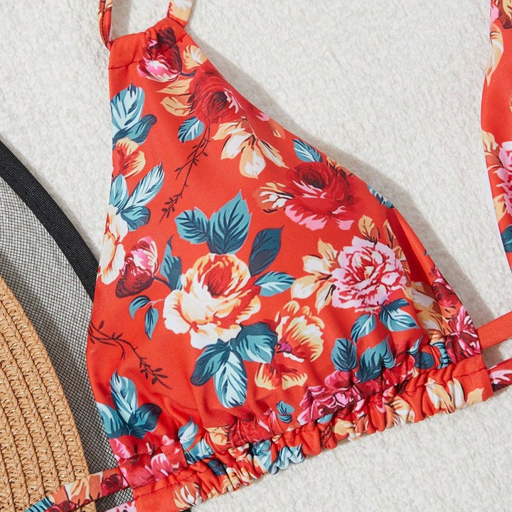 Dame Bikini-sæt med blomsterdesign og justerbare stropper Stilla