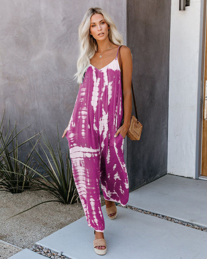 Dame Maximalt Fritids-Jumpsuit med Spaghettistropper Stilla