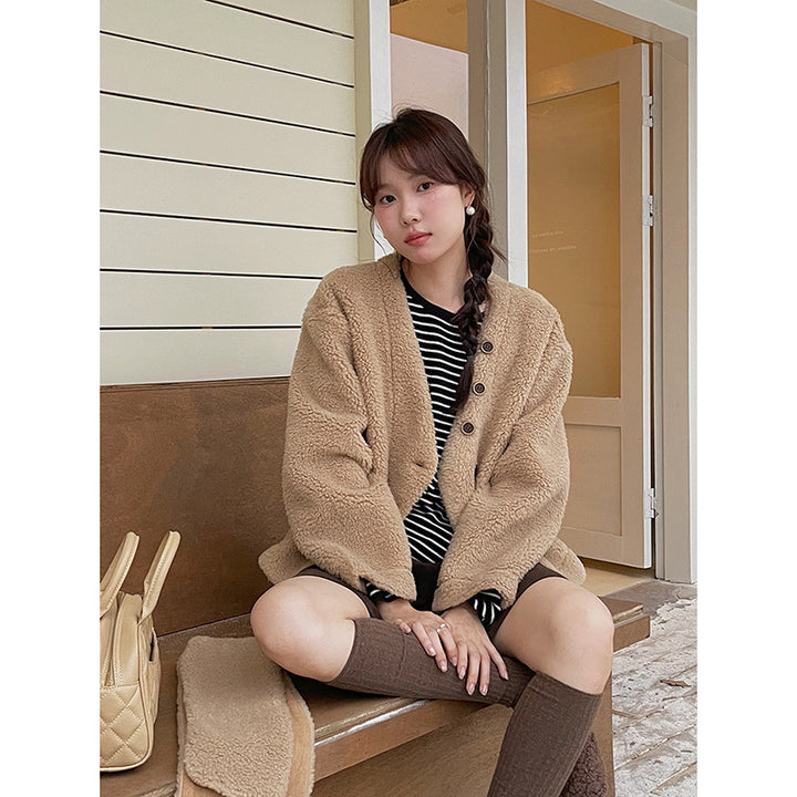 Damer casual fleecejakke med oversized snit og smart krave Stilla
