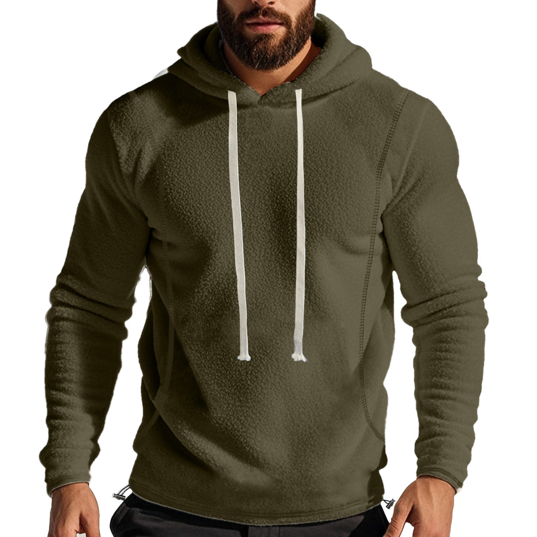 Herre behagelig hættetrøje i blødt fleece med dekorative syninger Stilla