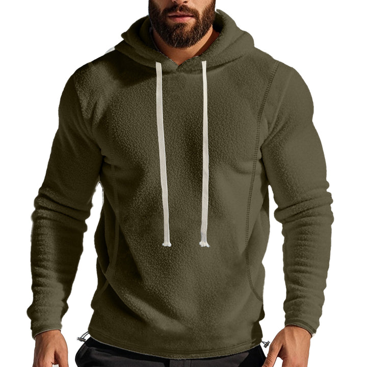 Herre behagelig hættetrøje i blødt fleece med dekorative syninger Stilla