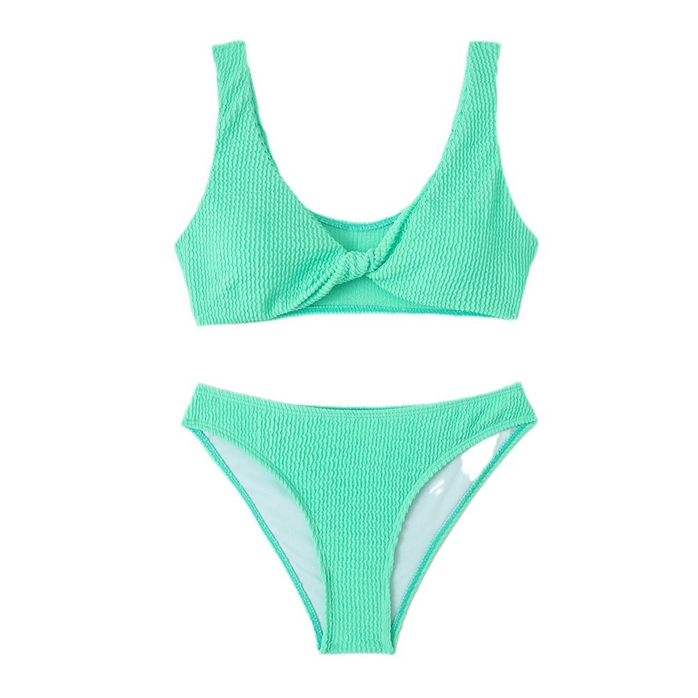 Dame bikini-sæt med stilfulde knude detaljer og høj skæring Stilla