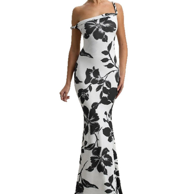 Damer Off-Shoulder Leopardmønster Maxi Kjole Stilla