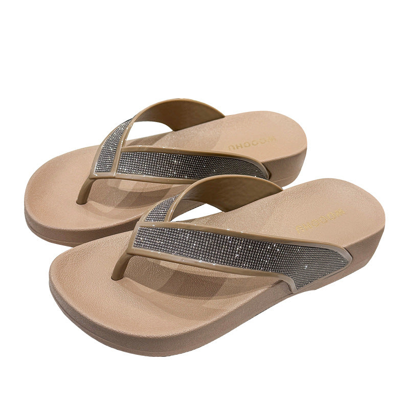 Dame Glamourøse Flip-Flops med strass-besatte remme og komfortabel sål Stilla