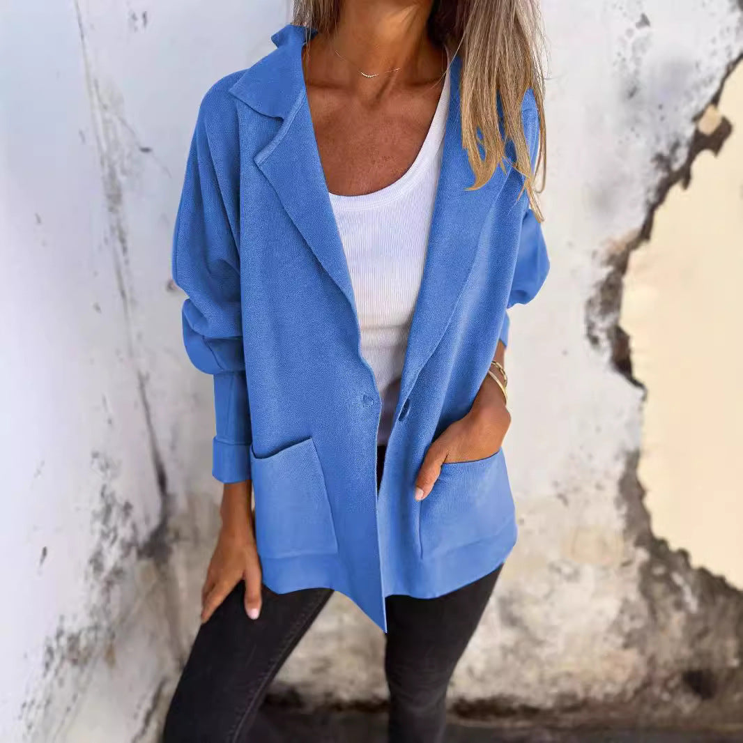 Dame Elegant Oversized Blazer med afslappet snit og praktiske lommer Stilla