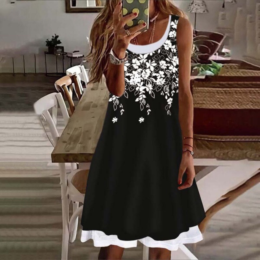 Dame Floral Broderi A-Linien Kjole Stilla