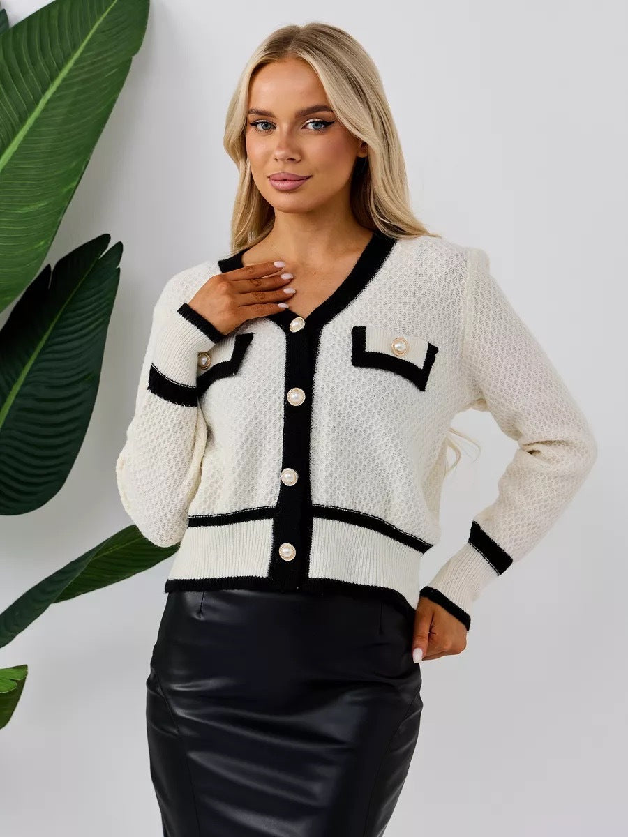 Kvinders cardigan med lommer og knapdetalje Stilla