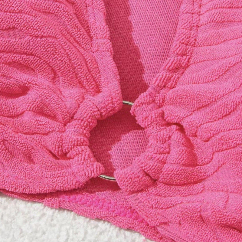 Dame Ensidet Bikini i moderne bølgemønster med asymmetrisk top Skovae