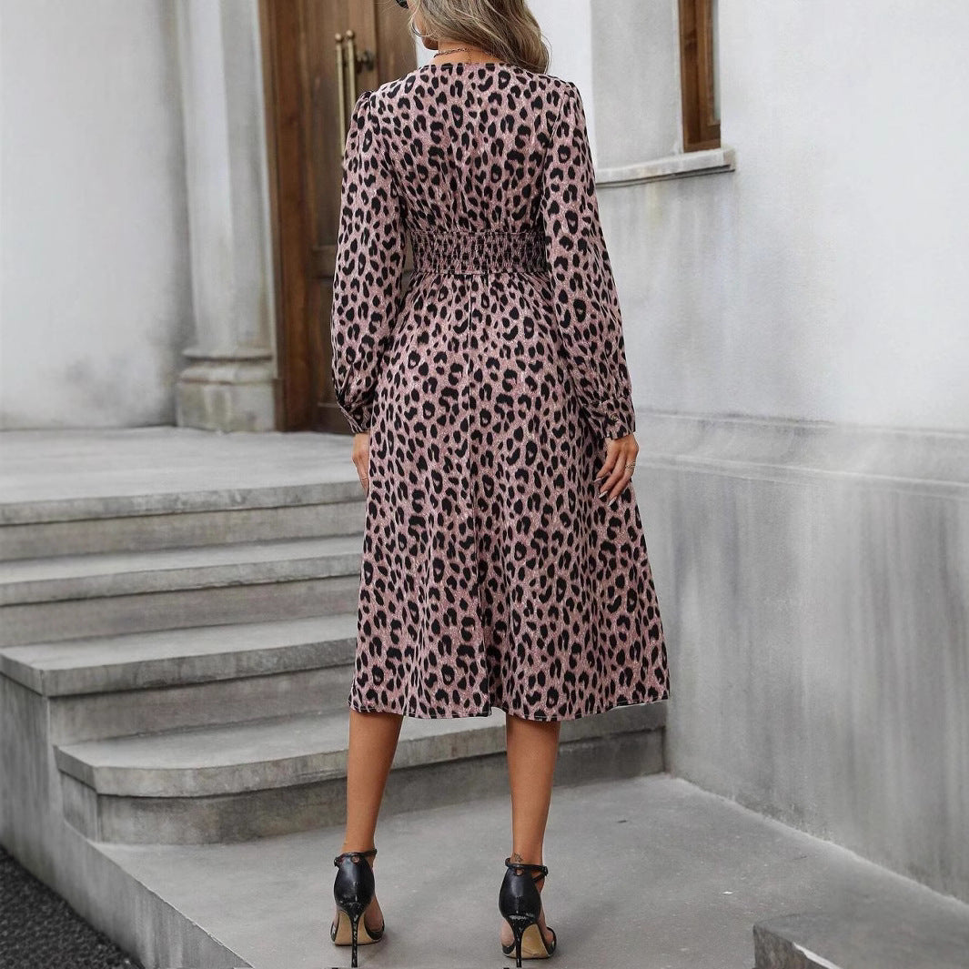 Dame wrap dress med dyreprint og lange ærmer Stilla