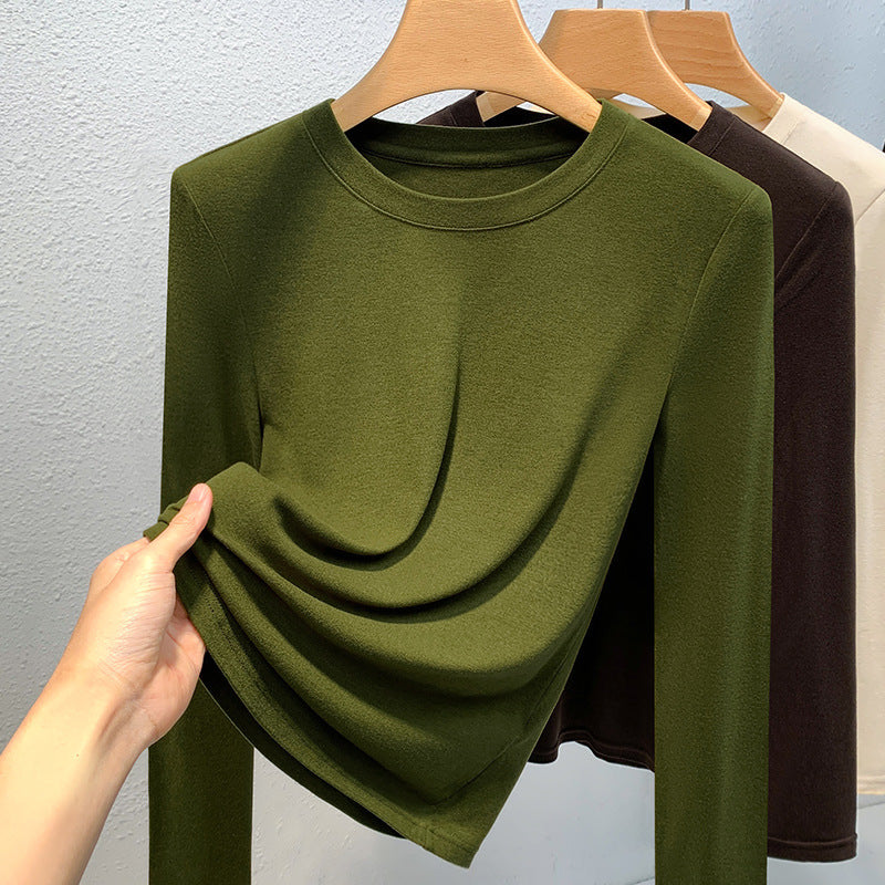 Dame Longsleeve-shirt med innovativ draperet design Stilla