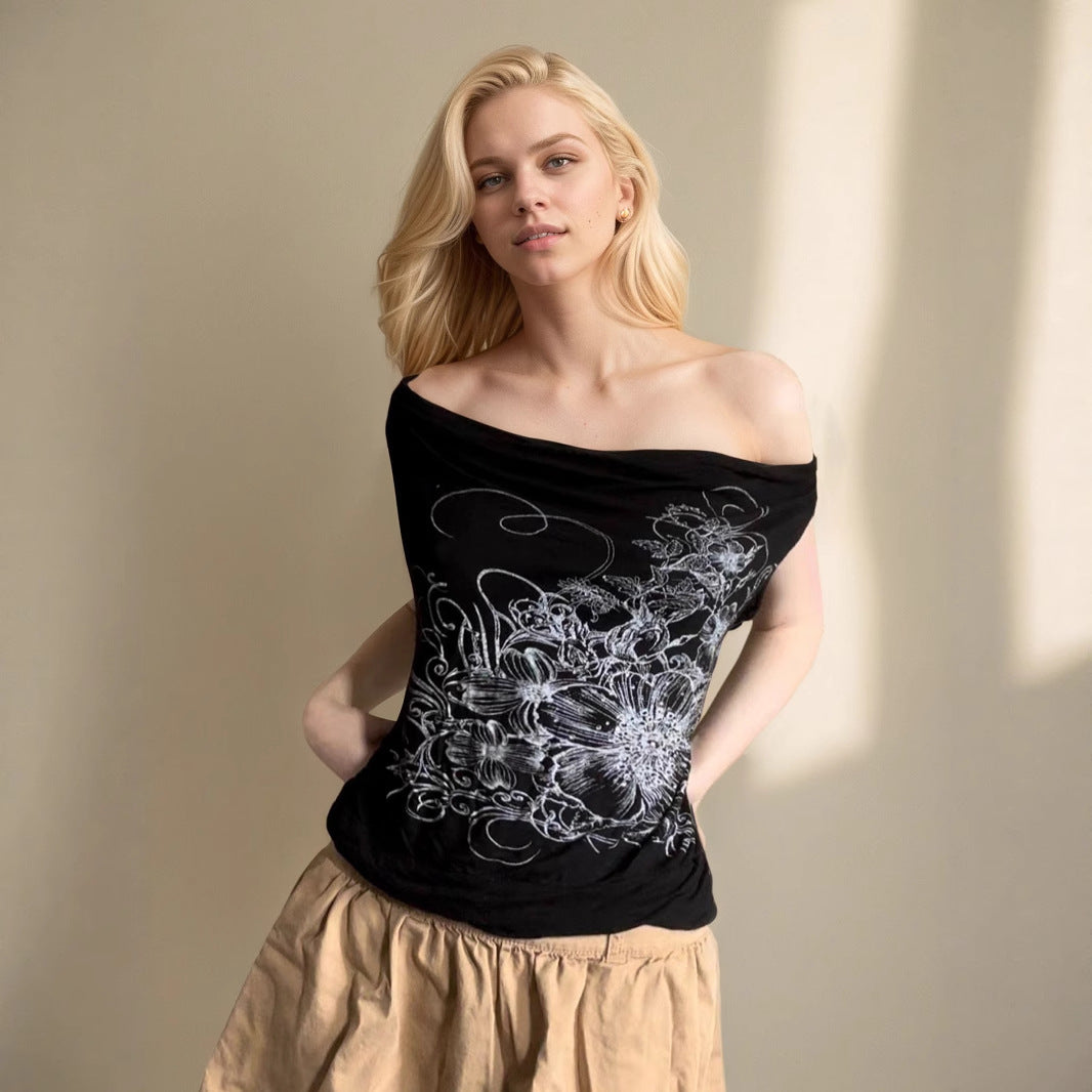 Dame ærmeløs crossover-top med floralt design Skovae