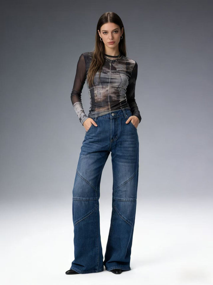 Damer Løst skårede jeans med unikke syningsdetaljer Skovae
