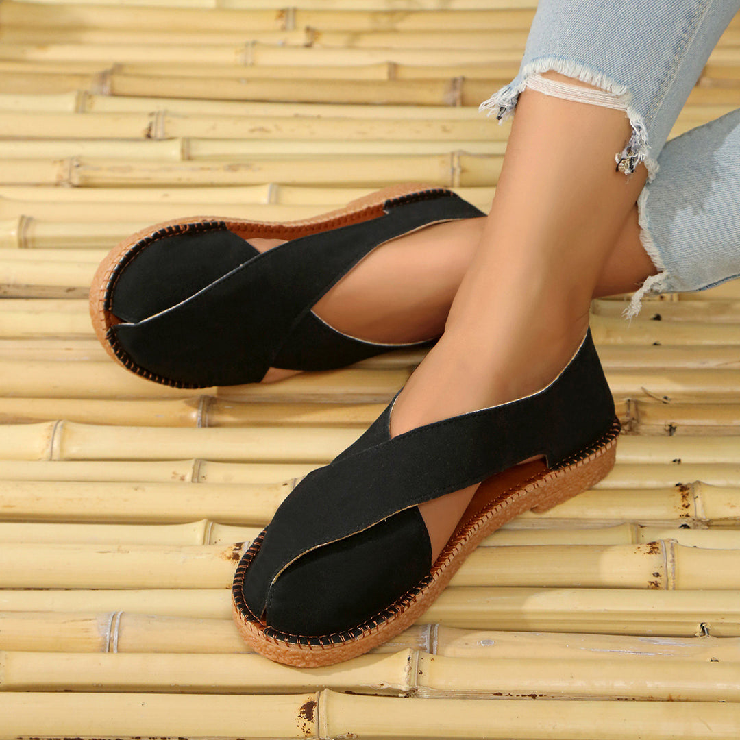 Dame Clogs med kryds-design og blødt fodbede Stilla