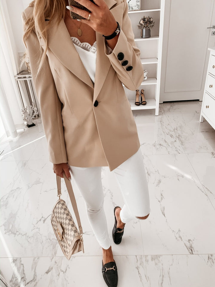 Dame Elegant Oversized Blazer med asymmetrisk snit Stilla