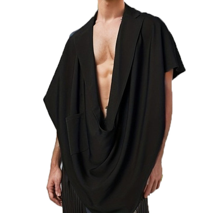 Dame nan Cape-blazer med sjalkragen åben front påsat lomme og spidse zipfelsaum Skovae
