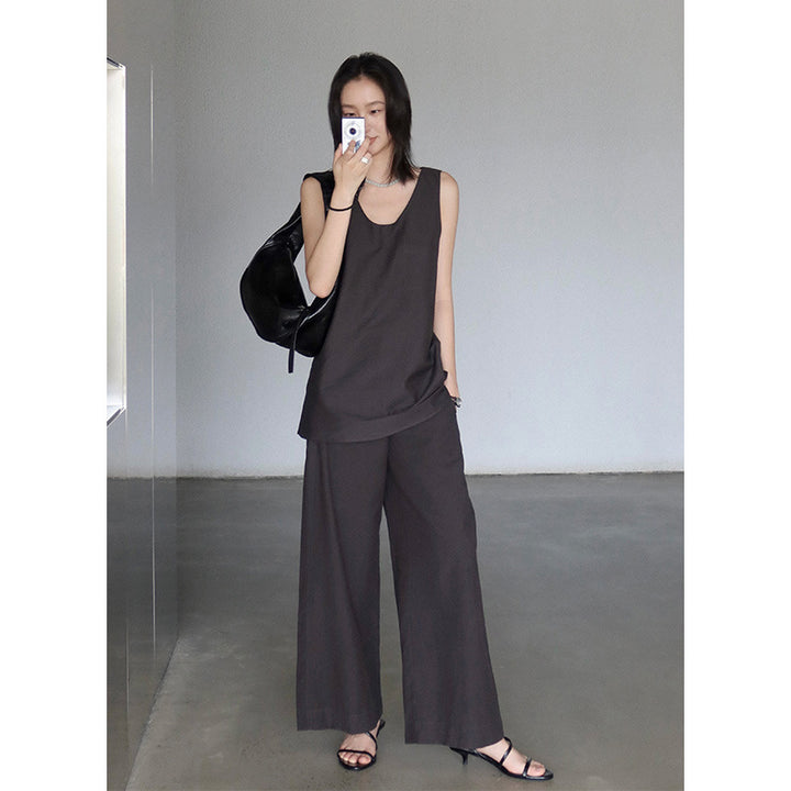 Dame bred bomulds-culotte med elastisk linning og sidelommer Stilla