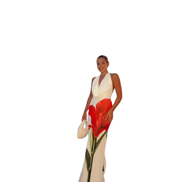 Dame Elegant Maxikjole med blomsterprint Stilla