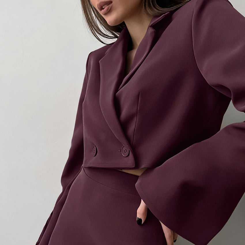 Dame Blazer-Kjole-Sæt med moderne snit og elegante pufærmer Stilla