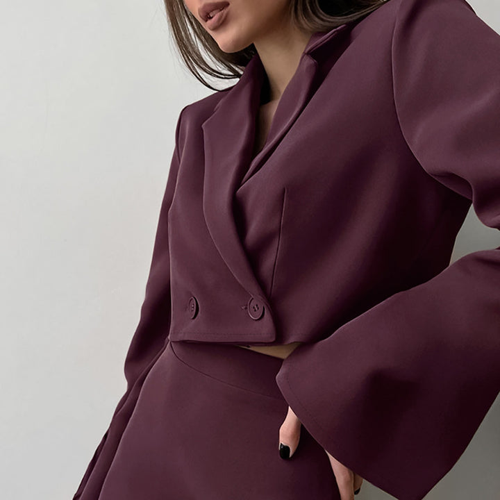 Dame Blazer-Kjole-Sæt med moderne snit og elegante pufærmer Stilla