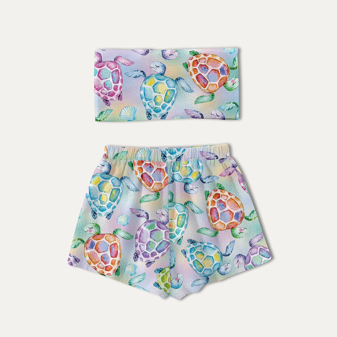 Dame trendy top med knudedetalje og glade havmotiv Stilla