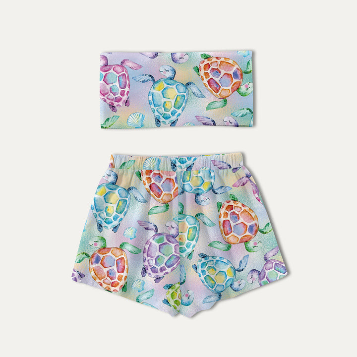 Dame trendy top med knudedetalje og glade havmotiv Stilla