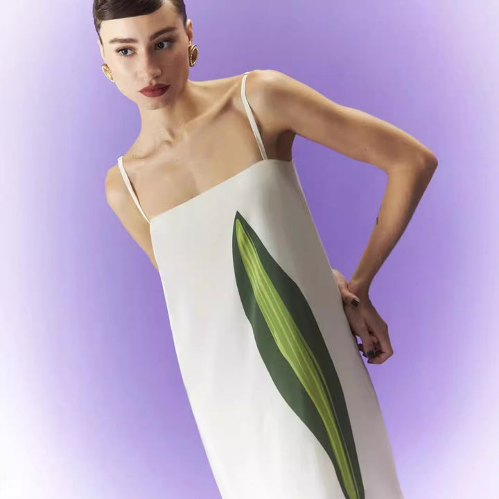 Femme Minimalist Floral Maxi Kjole Stilla