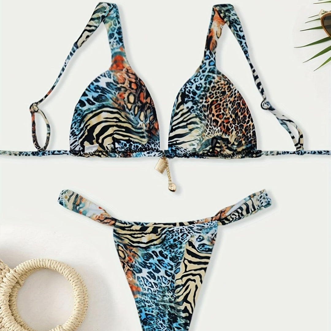 Dame Halter-Bikini med dyreprint Skovae