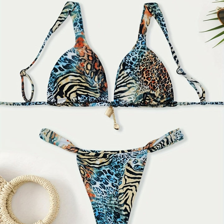 Dame Halter-Bikini med dyreprint Skovae
